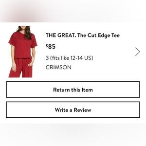 NWOT THE GREAT. The Cut Edge Tee